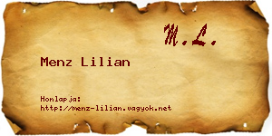 Menz Lilian névjegykártya